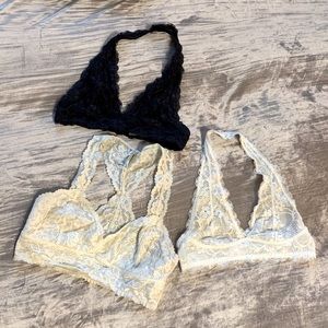 3 Free People Lace Bralettes